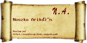Noszko Arikán névjegykártya
